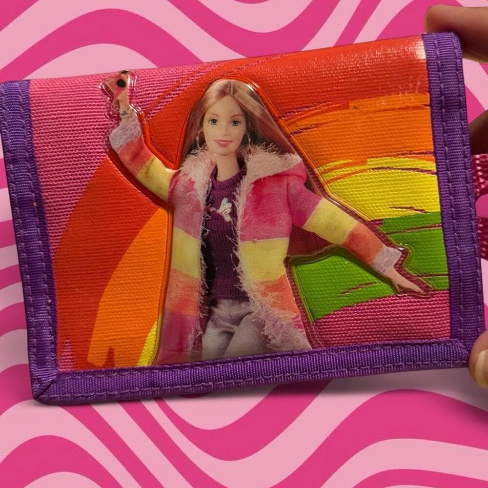 Barbie wallet with rainbow background